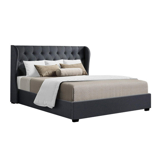 Bed Frame Fabric Gas Lift Storage - Charcoal King