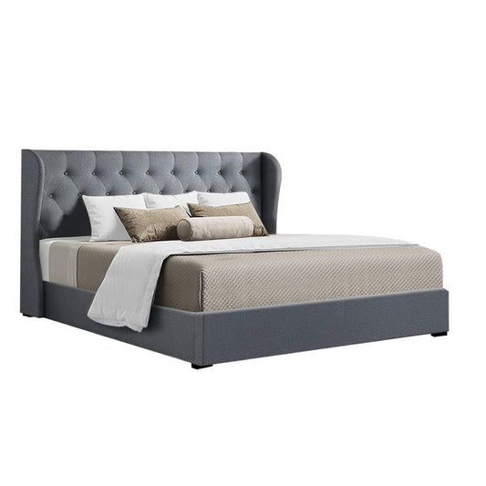 Bed Frame Fabric Gas Lift Storage - Grey King