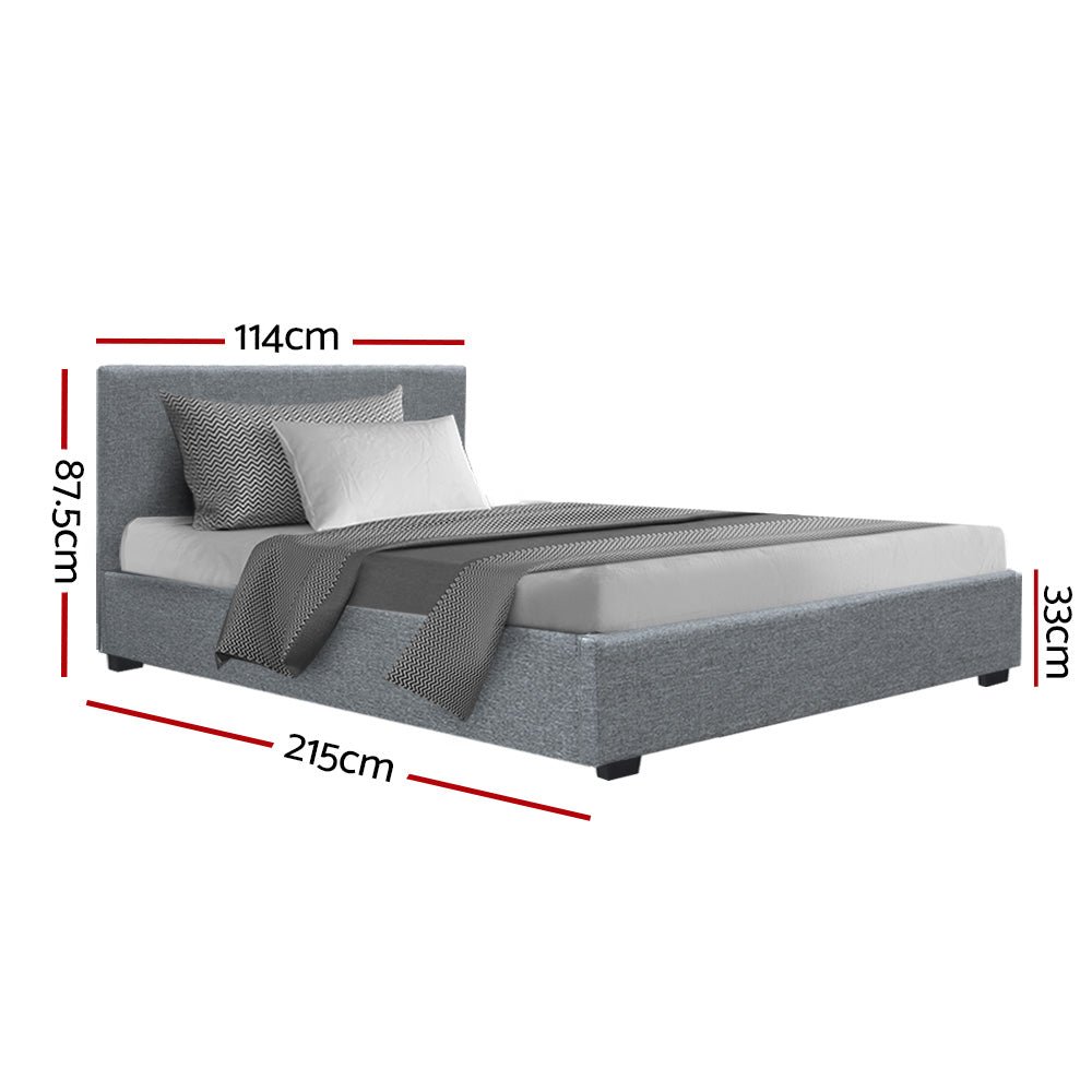 Bed Frame Fabric - Grey King Single