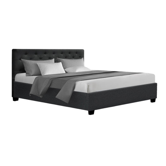 Bed Frame Fabric Gas Lift Storage - Charcoal Queen