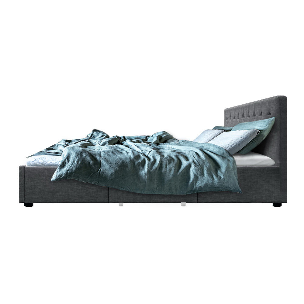 Bed Frame Fabric Storage Drawers - Grey King