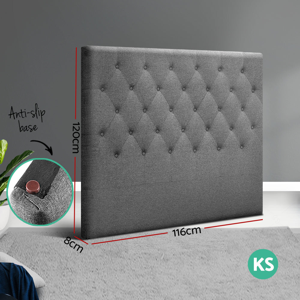 Bed Head Headboard King Single Bedhead Fabric Grey