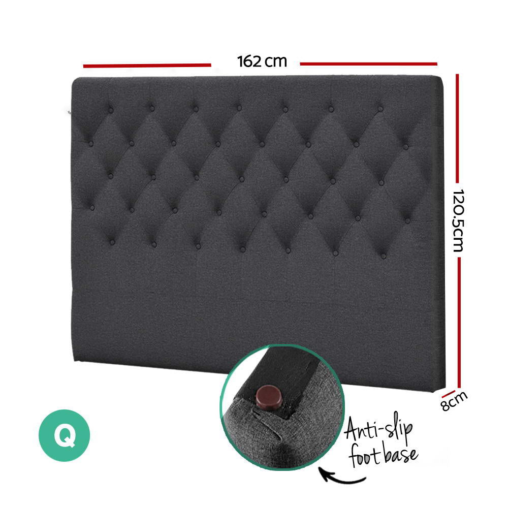 Bed Head Headboard Queen Size Bedhead Fabric Frame Base Charcoal