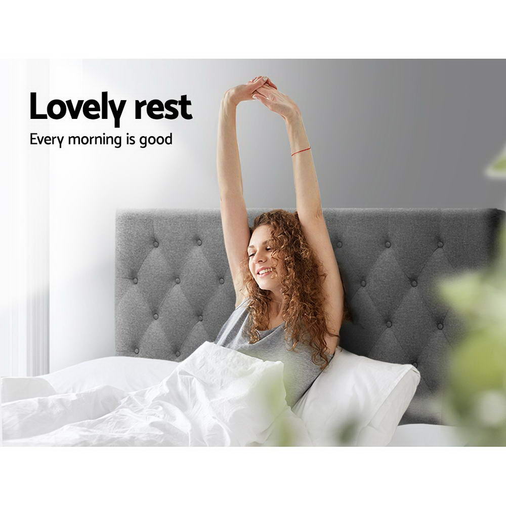 Bed Head Headboard Queen Bedhead Fabric Frame Base Grey