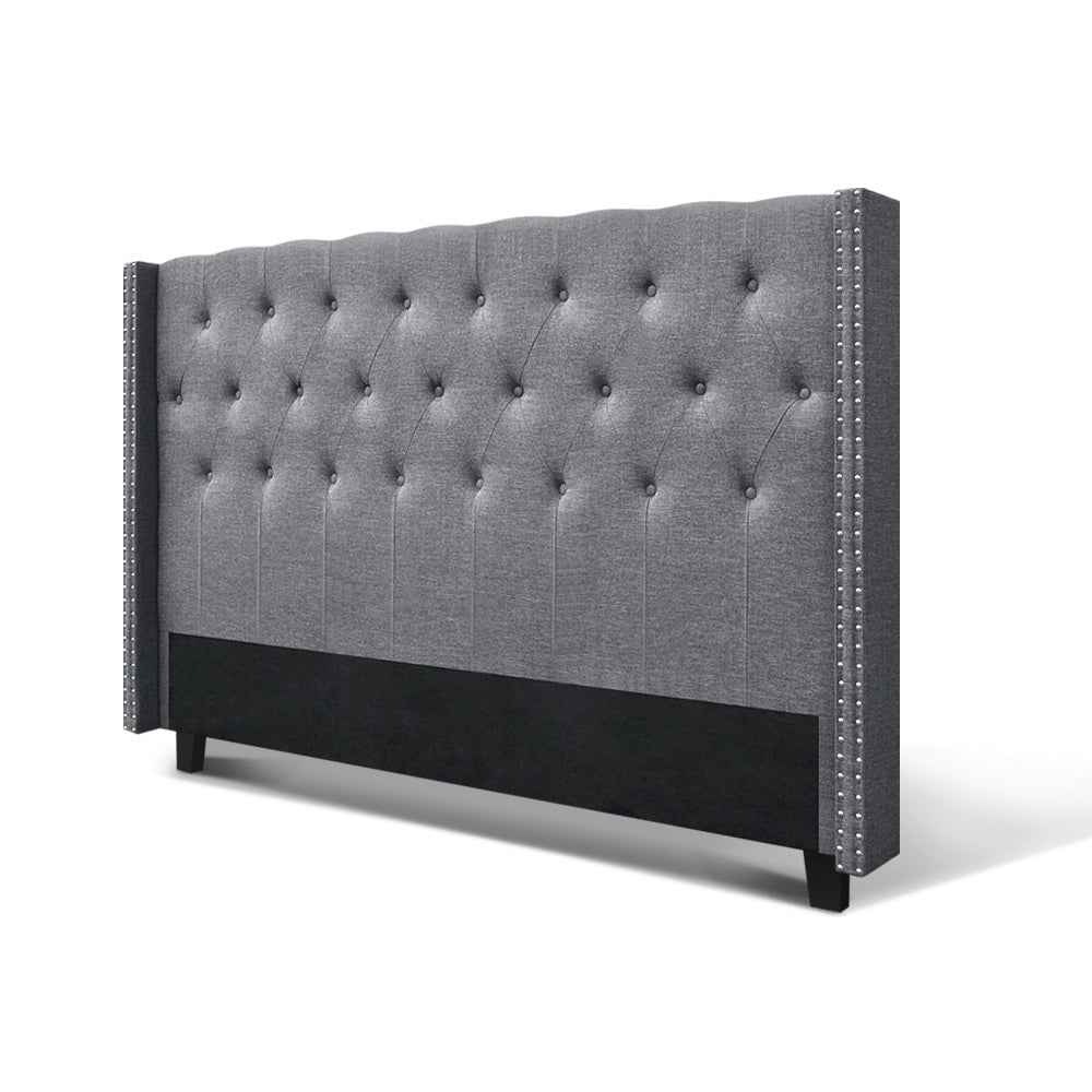 Bed Head Headboard King Size Bedhead Fabric Frame Base Grey
