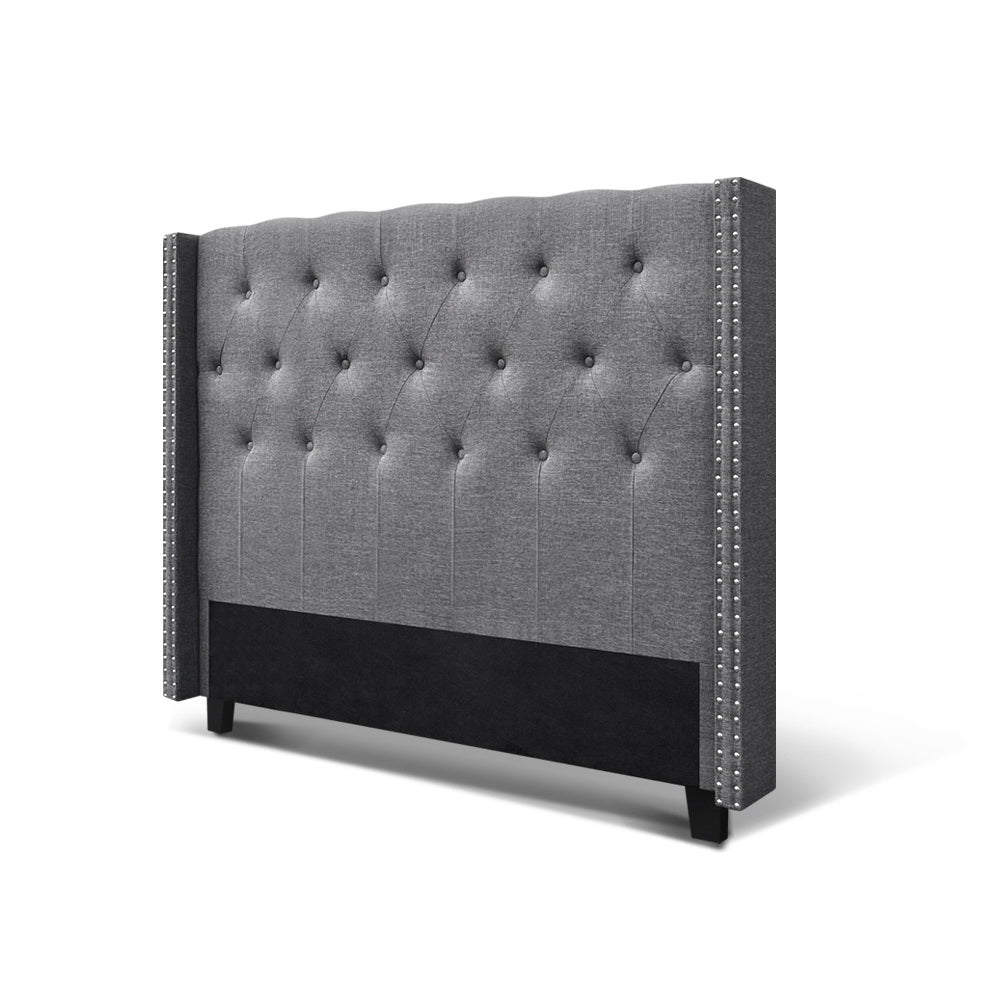 Bed Head Headboard Queen Size Bedhead Fabric Frame Base Grey