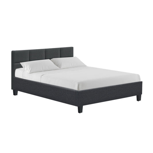 Bed Frame Double Size Charcoal Fabric
