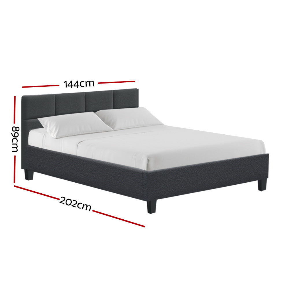 Bed Frame Double Size Charcoal Fabric