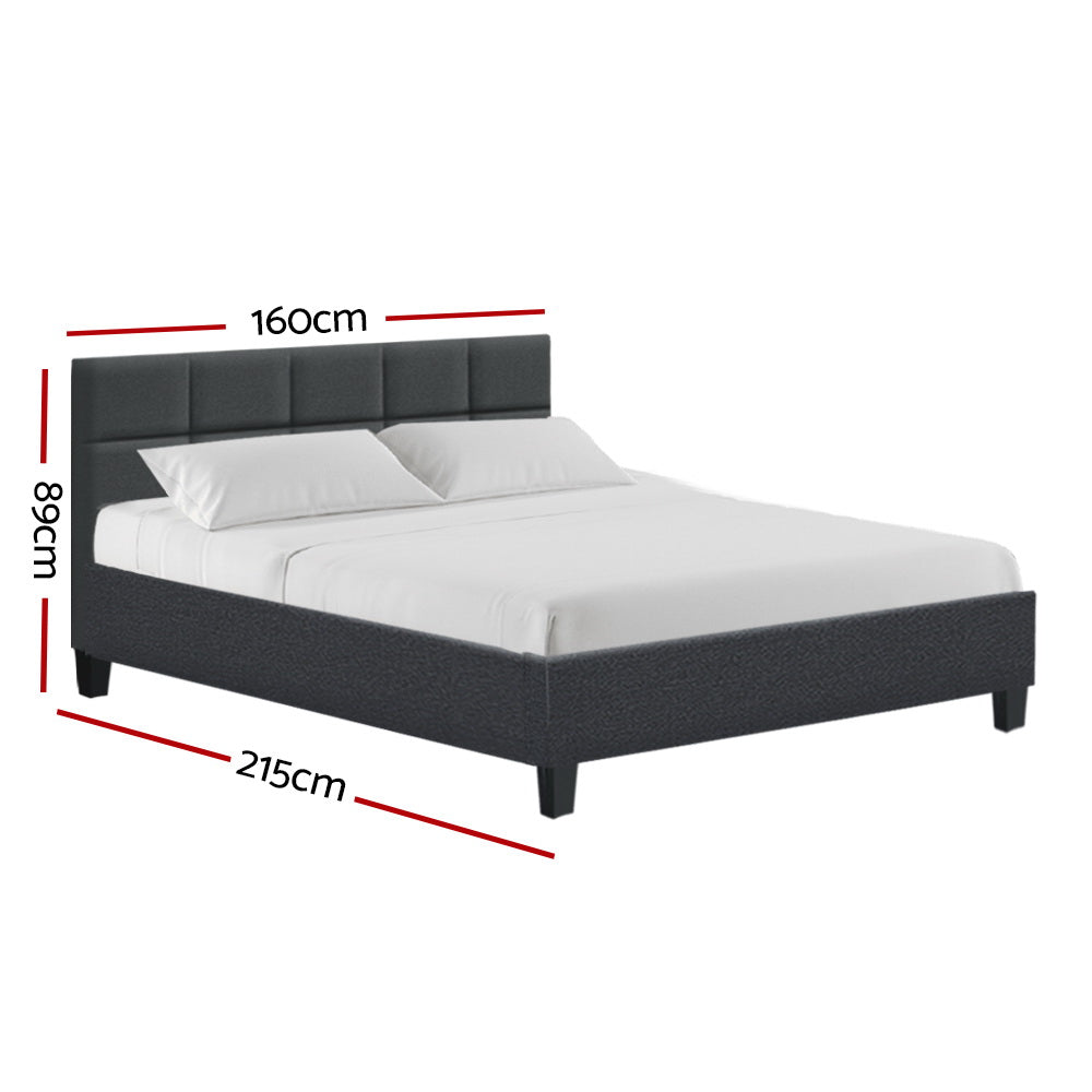 Bed Frame Queen Size Charcoal Fabric