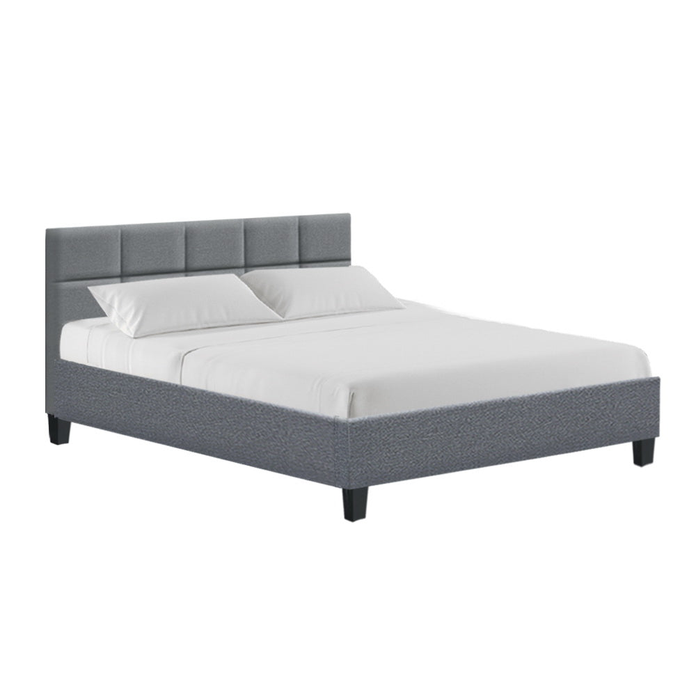 Bed Frame Queen Size Grey Fabric