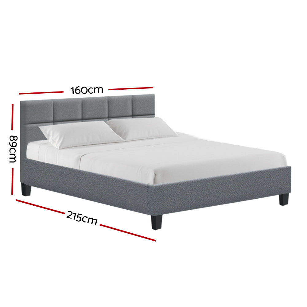 Bed Frame Queen Size Grey Fabric