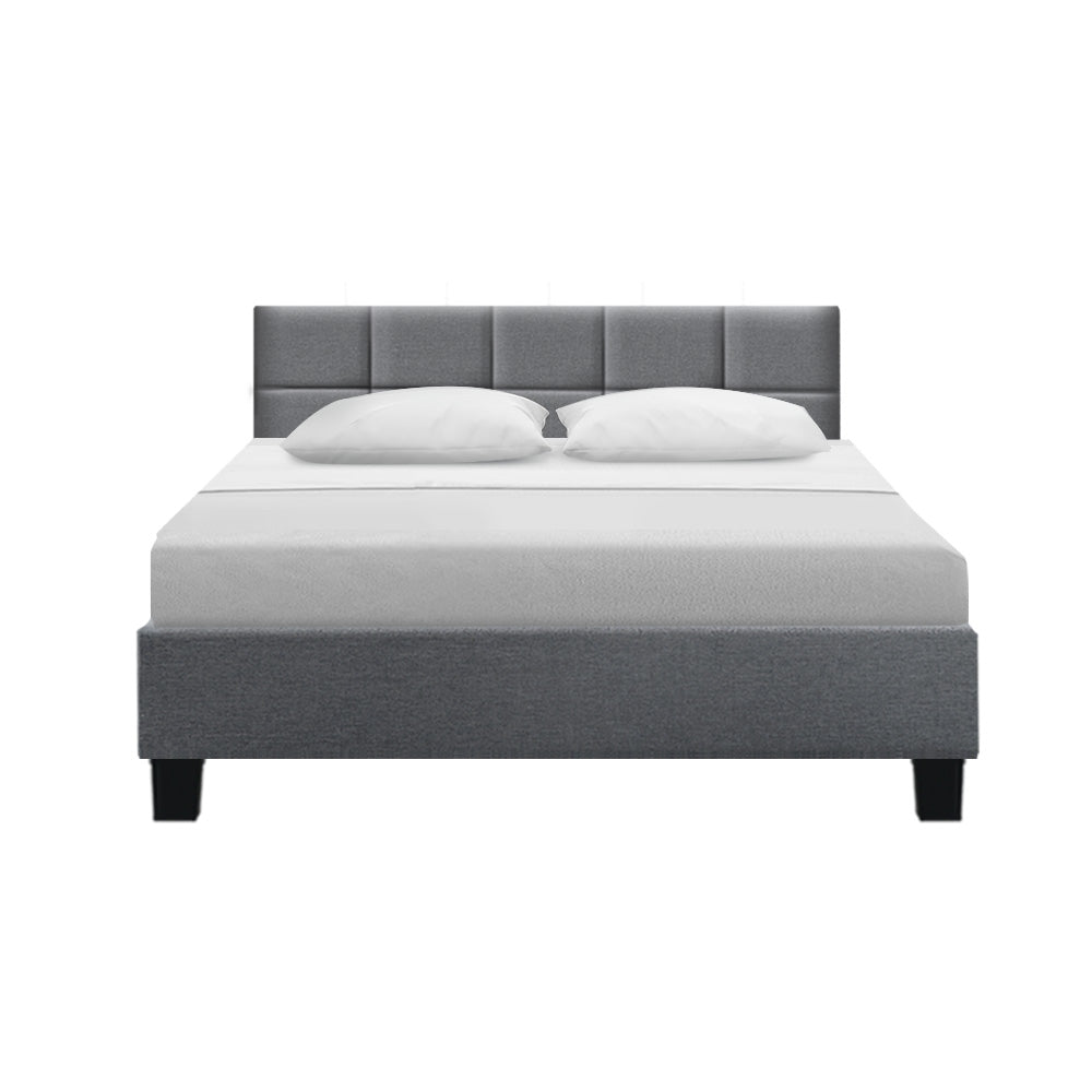 Bed Frame Queen Size Grey Fabric