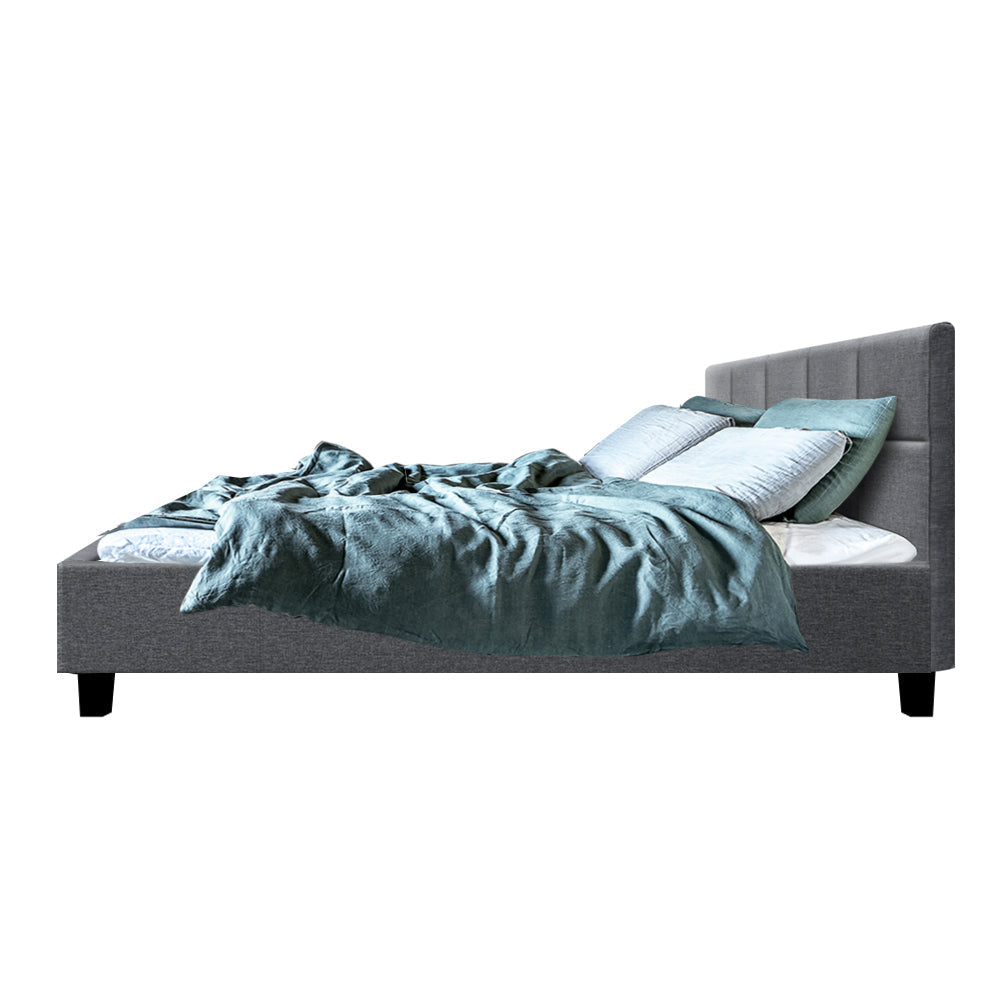 Bed Frame Queen Size Grey Fabric