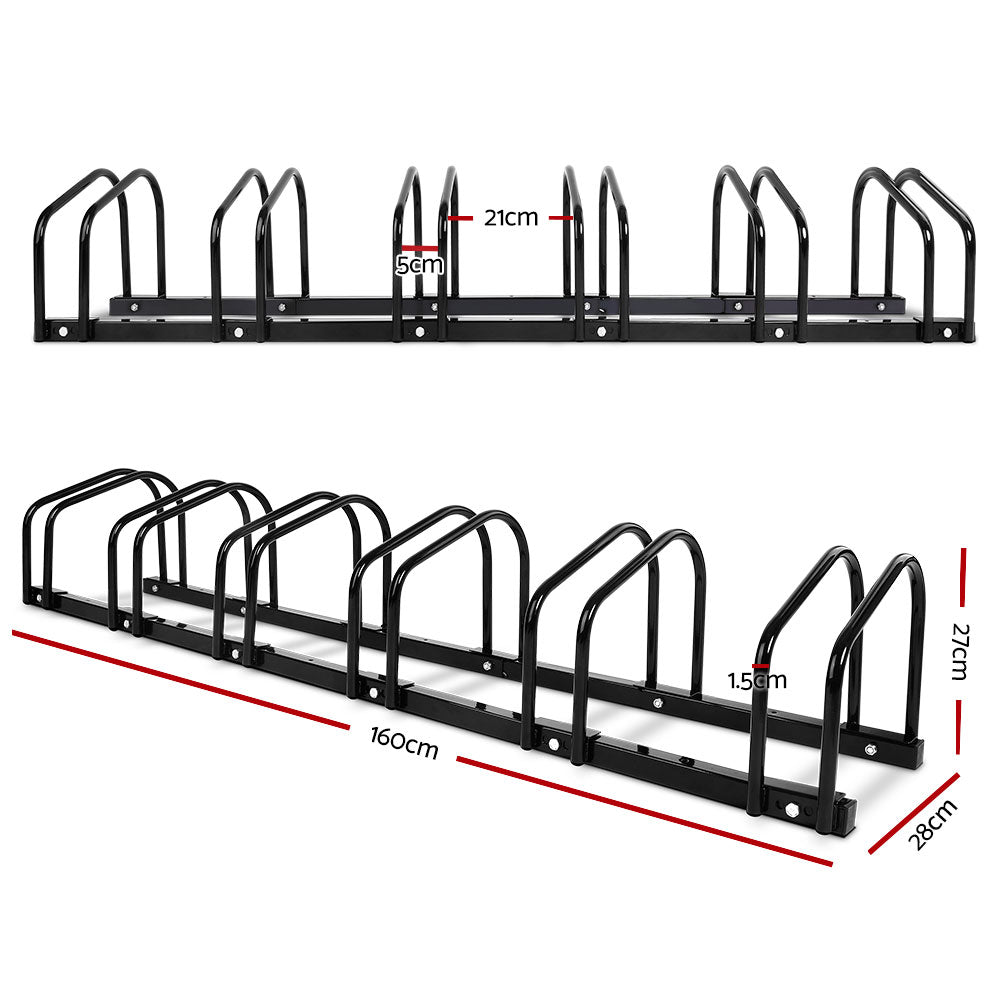 Garage Bike Stand Floor Bicycle Storage Black - Fits 6 Bike