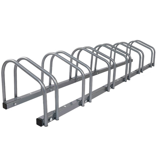 Bicycle Cycling Stand Floor Storage Silver - Fits 6 Bikes