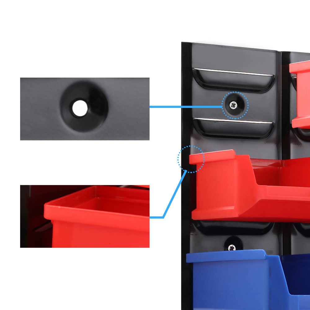 Garage Wall Mounted Rack Storage Tools Organiser Work Bench - 24 Bins