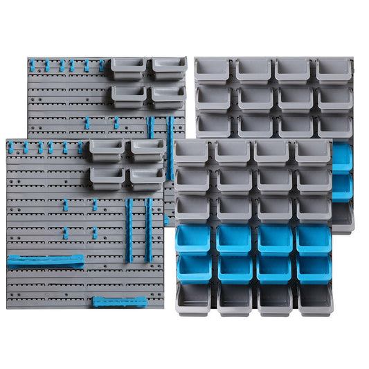 Wall Mounted Storage Bin Rack Tool Garage Organiser - 88pcs