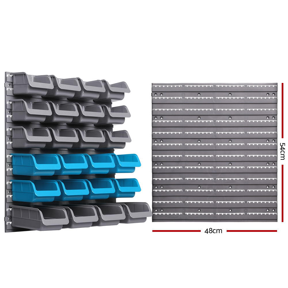 Wall Mounted Storage Bin Rack Tool Garage Organiser - 88pcs