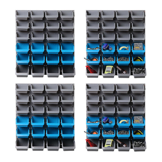 Wall Mounted Storage Bin Rack Tool Garage Organiser - 96pcs