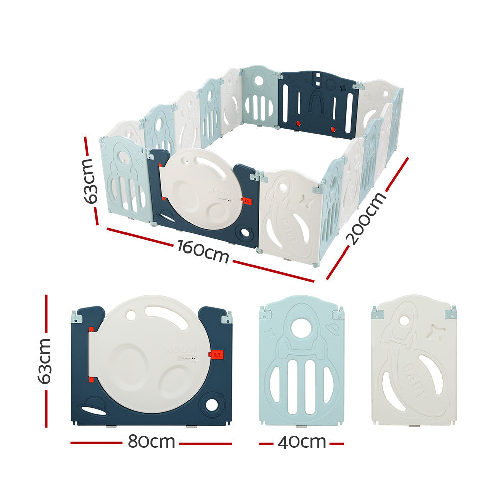 Baby Playpen Foldable Toddler Fence Safety Play Barrier - 16 Panels
