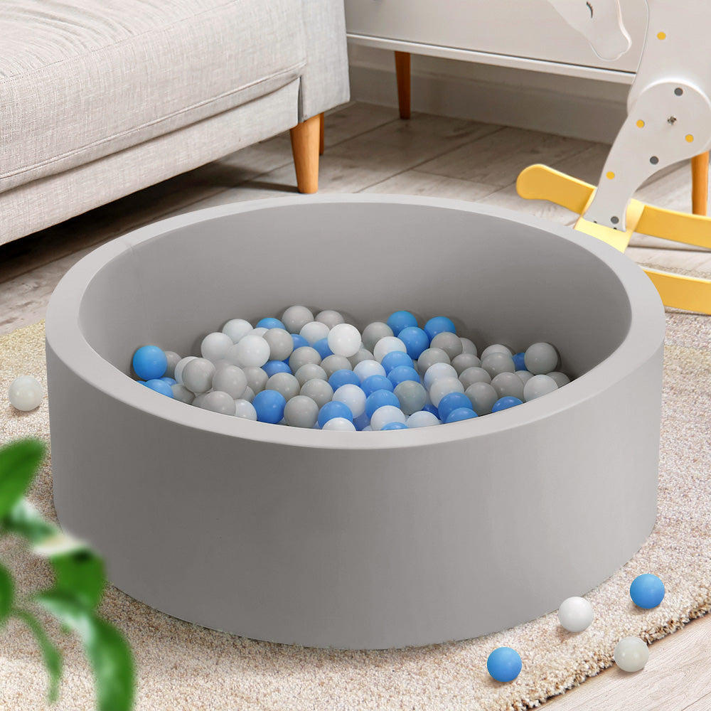 Kids Ocean Foam Ball Pit with Toy Balls Play Pool 90x30cm - Grey