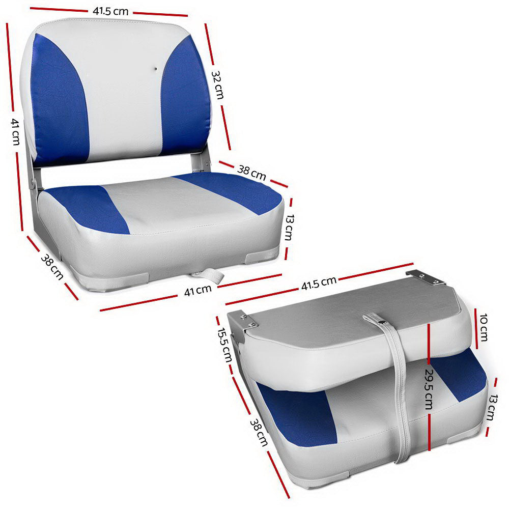 All Weather Swivel Folding Boat Seat Set of 2 - Grey and Blue
