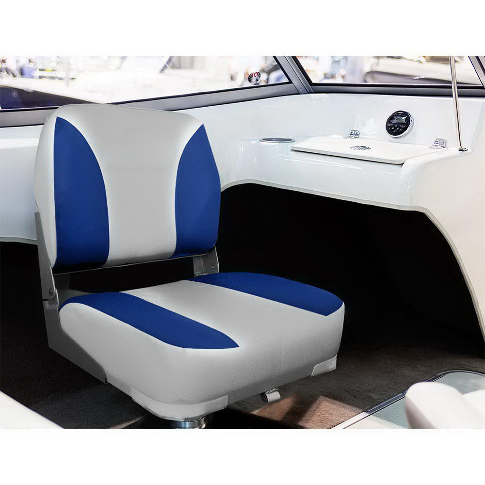 All Weather Swivel Folding Boat Seat Set of 2 - Grey and Blue