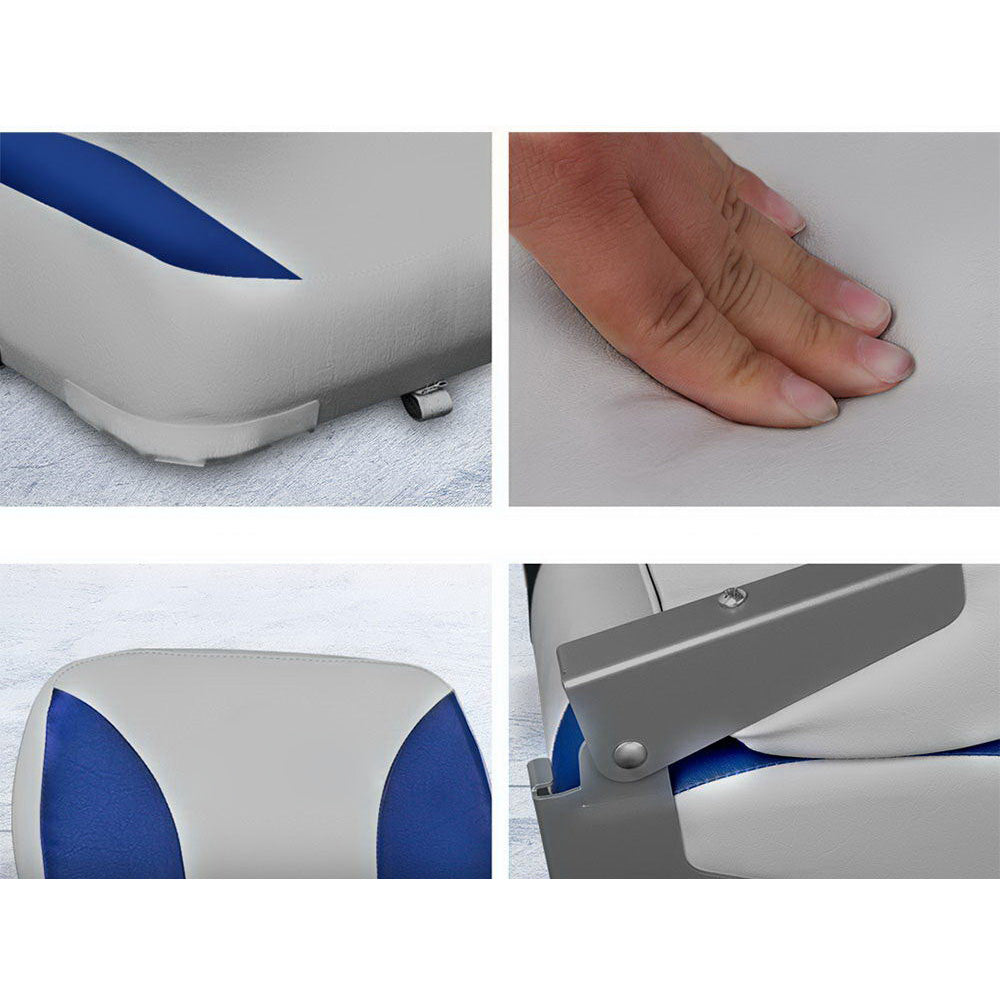 All Weather Swivel Folding Boat Seat Set of 2 - Grey and Blue