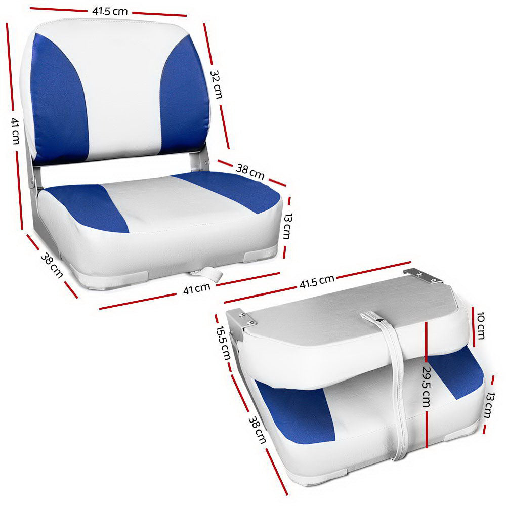 All Weather Swivel Folding Boat Seat Set of 2 - White and Blue