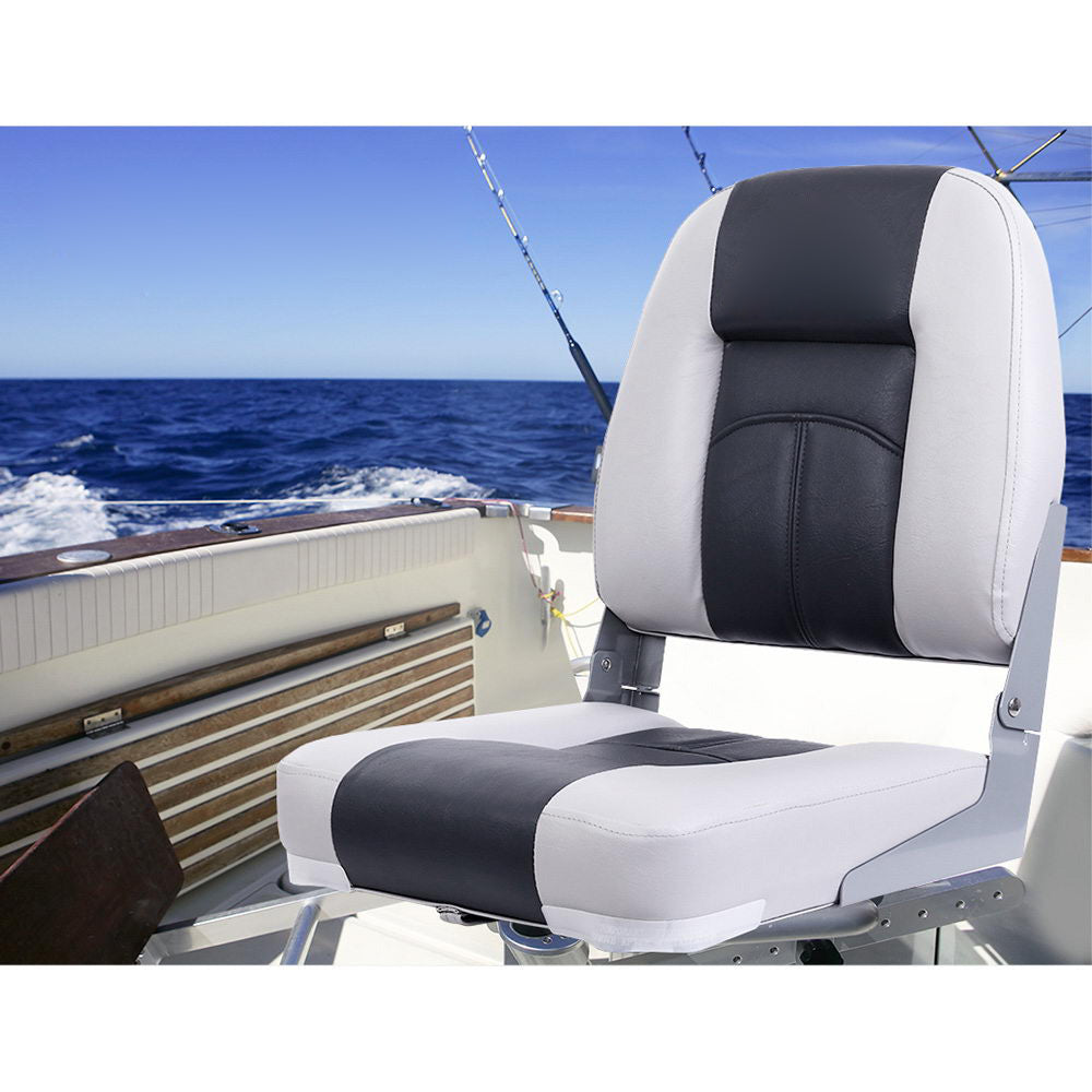 All Weather Swivel Folding Boat Seat Charcoal and Grey - Set of 2