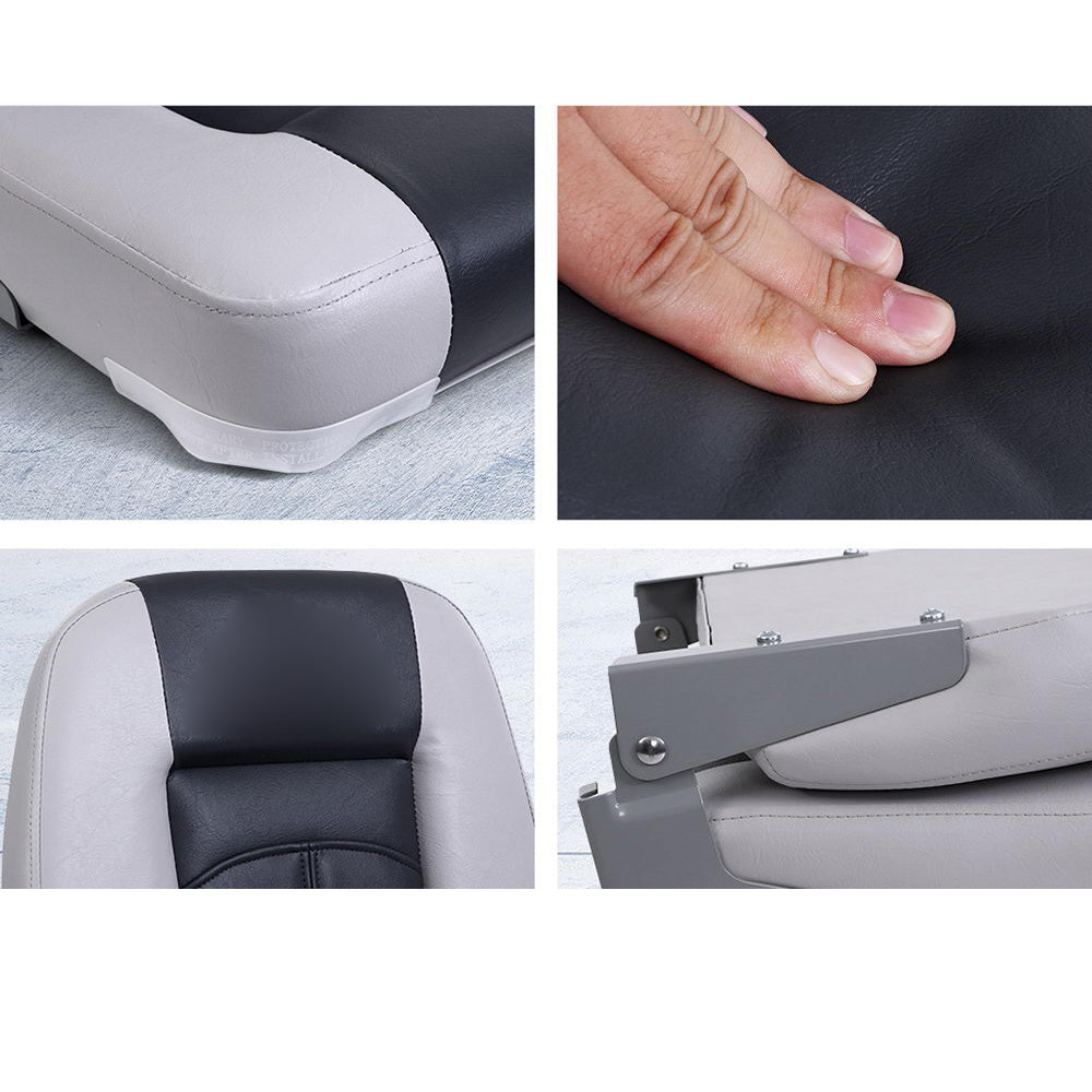 All Weather Swivel Folding Boat Seat Charcoal and Grey - Set of 2