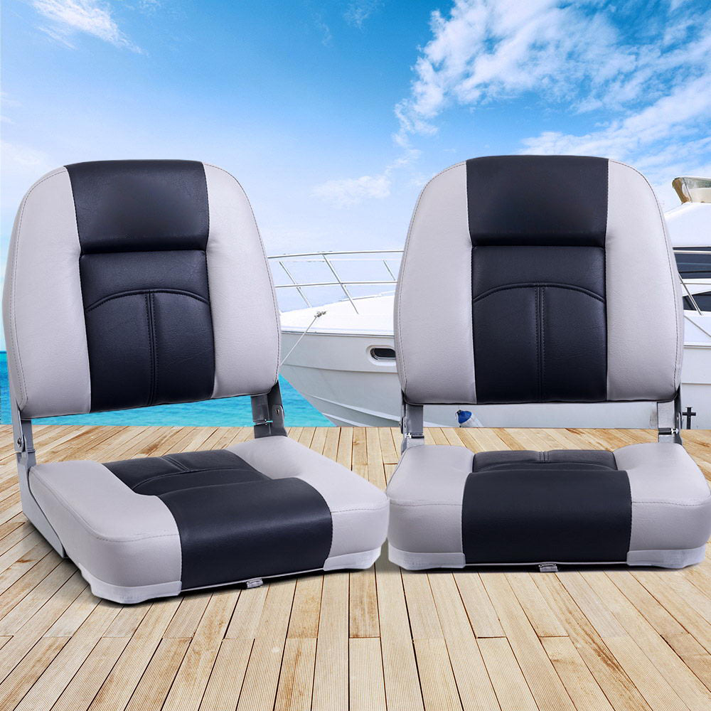 All Weather Swivel Folding Boat Seat Charcoal and Grey - Set of 2