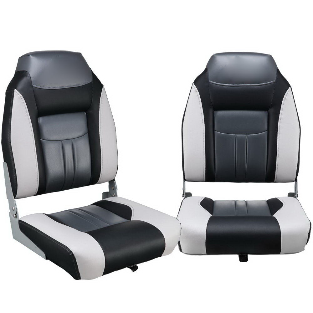 All Weather Swivel Folding Boat Seat Set of 2 - Grey and Black