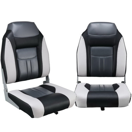 All Weather Swivel Folding Boat Seat Set of 2 - Grey and Black