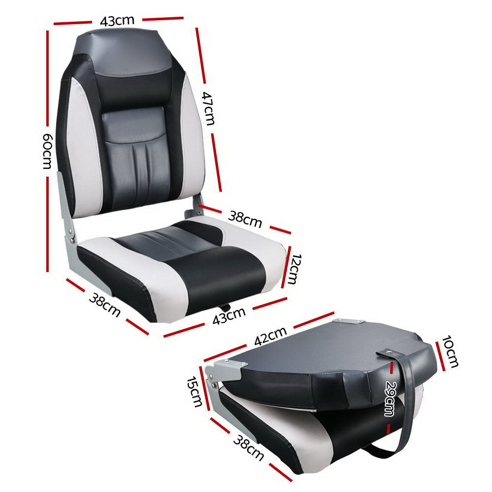 All Weather Swivel Folding Boat Seat Set of 2 - Grey and Black