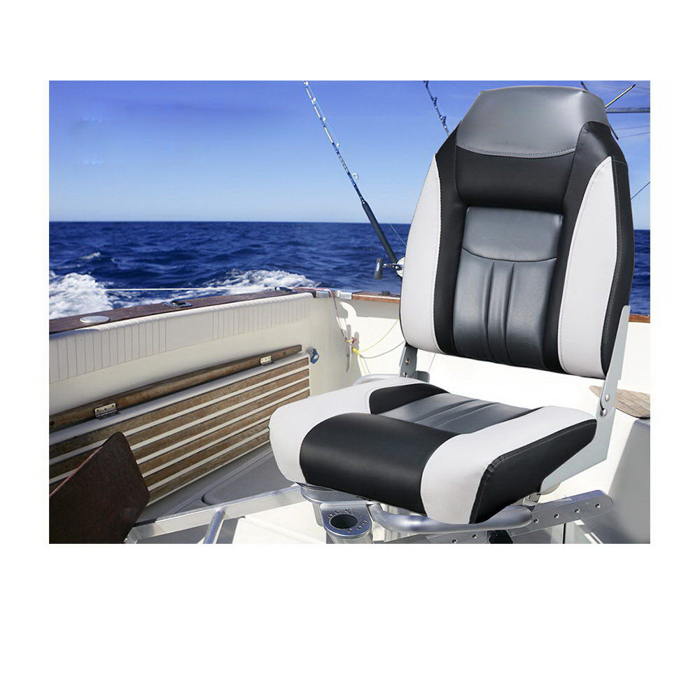 All Weather Swivel Folding Boat Seat Set of 2 - Grey and Black