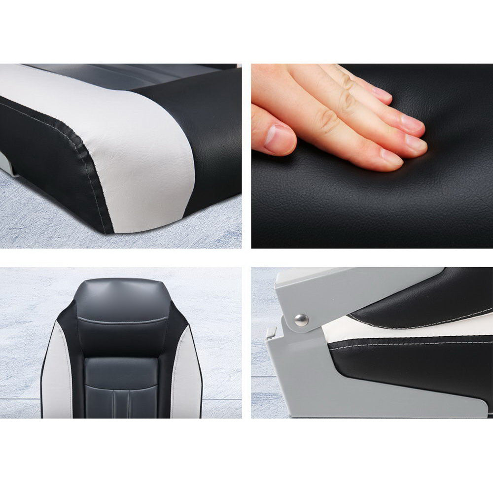 All Weather Swivel Folding Boat Seat Set of 2 - Grey and Black