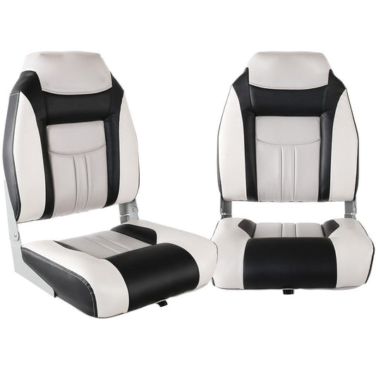 Weatherproof Folding Swivel Boat Seat Grey and Black - Set of 2
