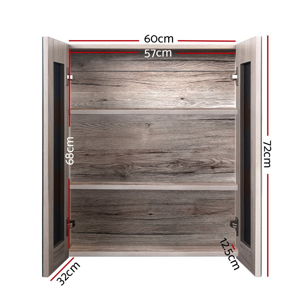 Bathroom Mirror Cabinet 600mm x720mm - Natural