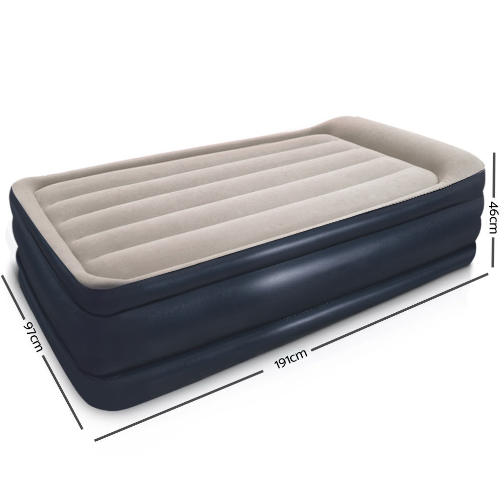 Single Size Inflatable Air Matress - Navy and Beige