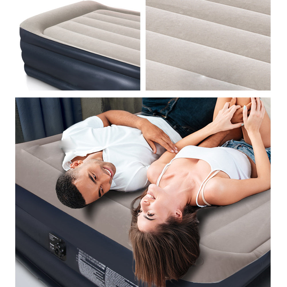 Single Size Inflatable Air Matress - Navy and Beige