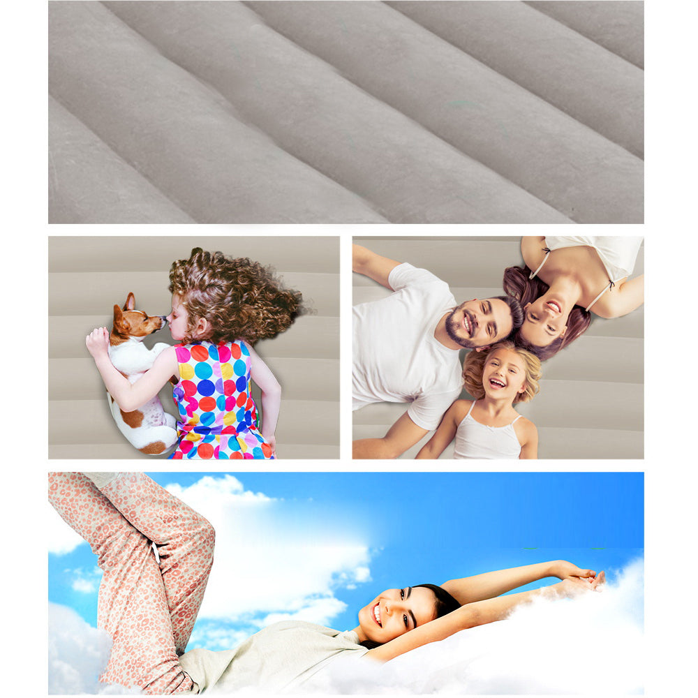 Single Size Inflatable Air Matress - Navy and Beige