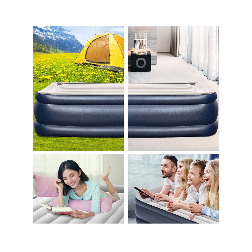 Inflatable Built in Pump Queen Air Bed Sleeping Mattress - 203x152x46cm