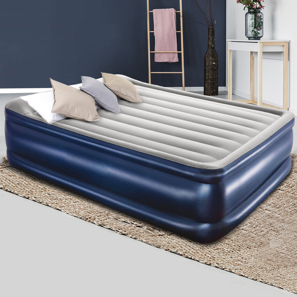 Inflatable Built in Pump Queen Air Bed Sleeping Mattress - 203x152x46cm