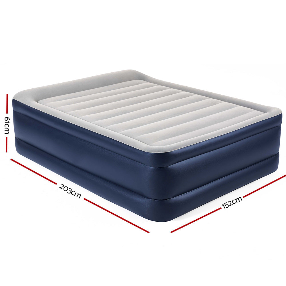 Inflatable Built in Pump Queen Air Bed Sleeping Mattress - 203x152x61cm