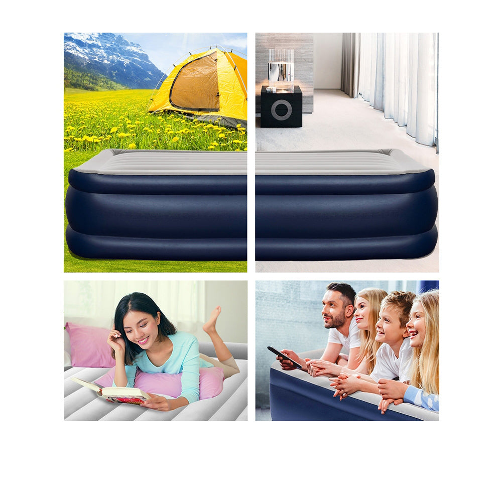 Inflatable Built in Pump Queen Air Bed Sleeping Mattress - 203x152x61cm