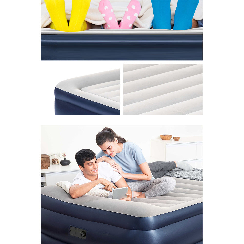 Inflatable Built in Pump Queen Air Bed Sleeping Mattress - 203x152x61cm