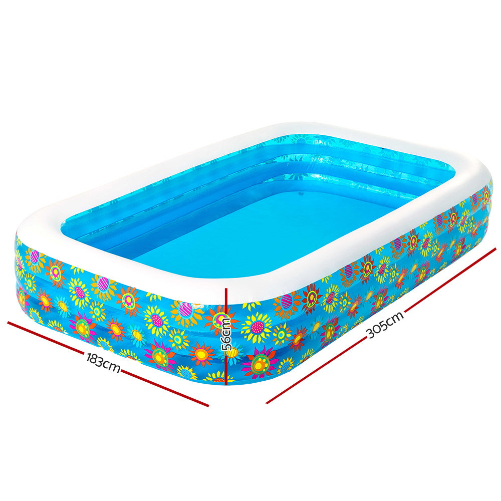 Inflatable Outdoor Rectangular Family Swimming Pool - 1161L