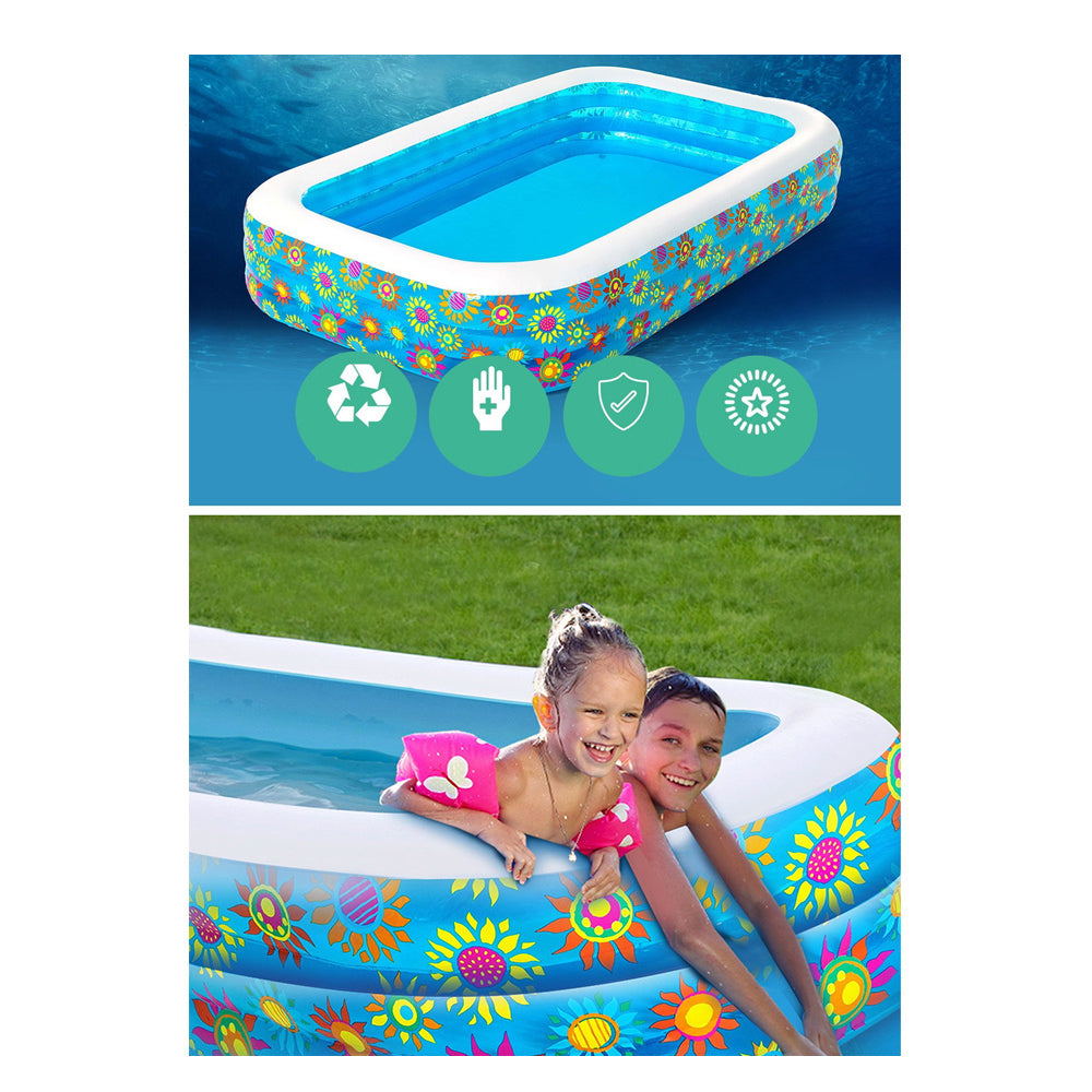 Inflatable Outdoor Rectangular Family Swimming Pool - 1161L