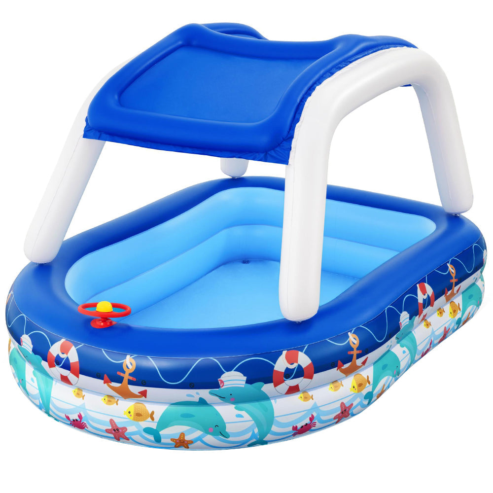 Kids Inflatable With Canopy Outdoor Swimming Pool - 282L